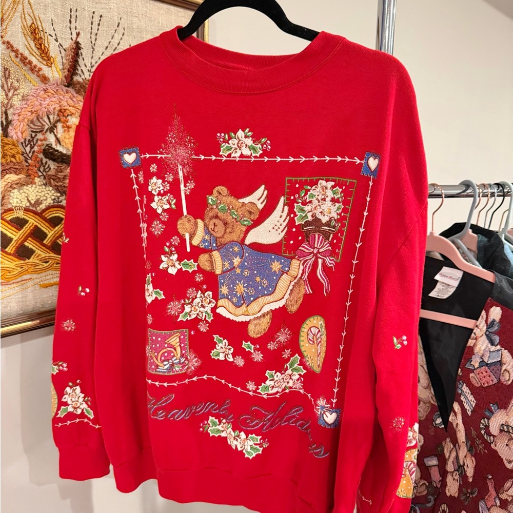 SOLD Vintage 90s Ugly Christmas Sweatshirt “Heavenly Holidays”